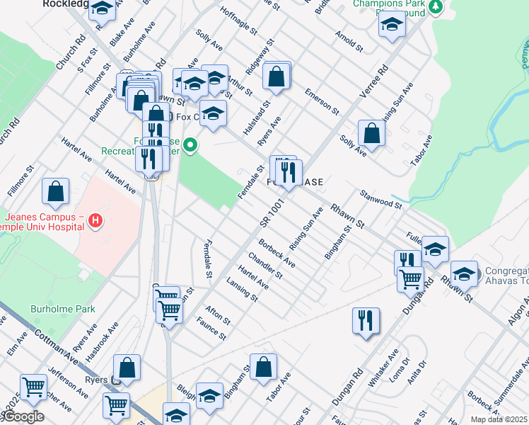 map of restaurants, bars, coffee shops, grocery stores, and more near 7942 Verree Road in Philadelphia