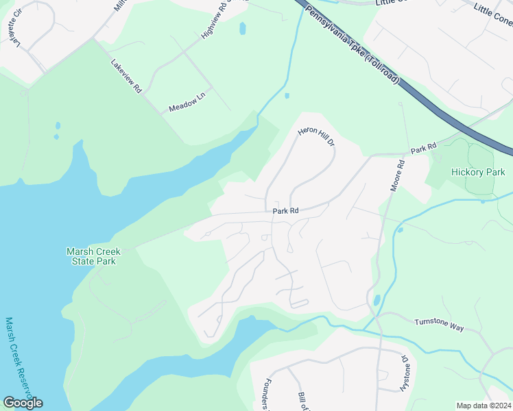 map of restaurants, bars, coffee shops, grocery stores, and more near 530 Park Road in Downingtown