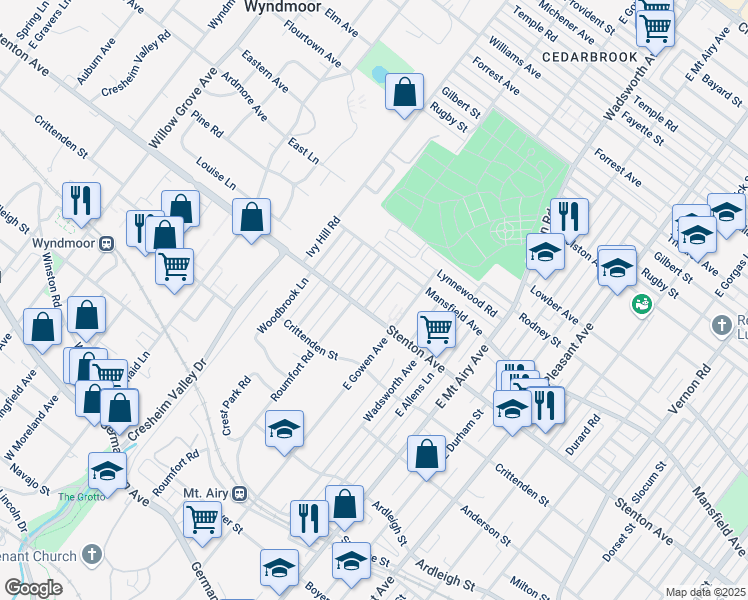 map of restaurants, bars, coffee shops, grocery stores, and more near 930 East McPherson Street in Philadelphia