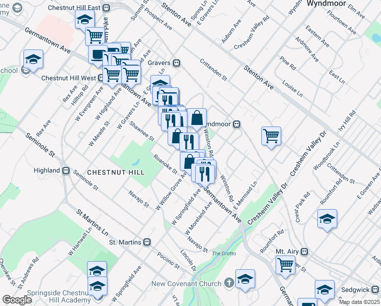 map of restaurants, bars, coffee shops, grocery stores, and more near 22 Woodale Avenue in Philadelphia