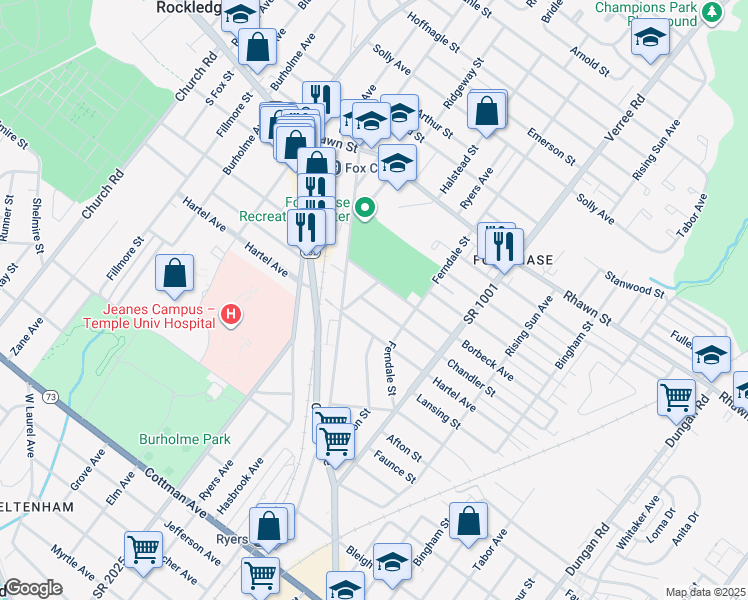 map of restaurants, bars, coffee shops, grocery stores, and more near 709 Chandler Street in Philadelphia