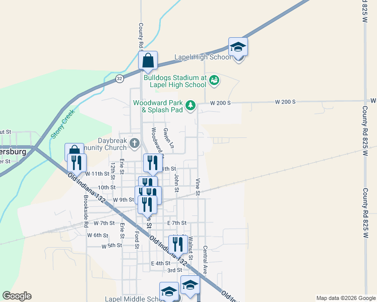 map of restaurants, bars, coffee shops, grocery stores, and more near 230 East 11th Street in Lapel