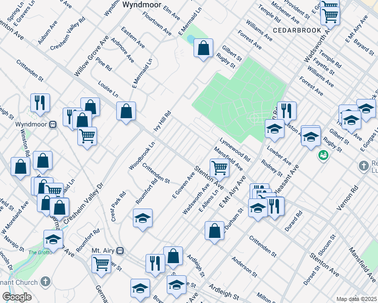 map of restaurants, bars, coffee shops, grocery stores, and more near 936 McPherson Street in Philadelphia