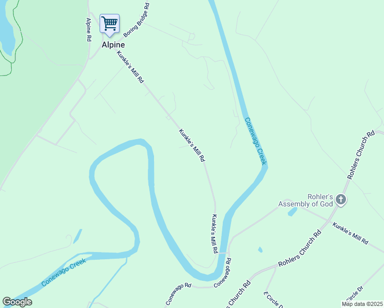 map of restaurants, bars, coffee shops, grocery stores, and more near Kunkles Mill Road in Lewisberry