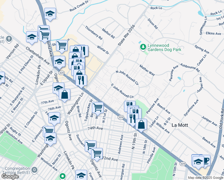 map of restaurants, bars, coffee shops, grocery stores, and more near 7601-7653 Williams Way in Montgomery County