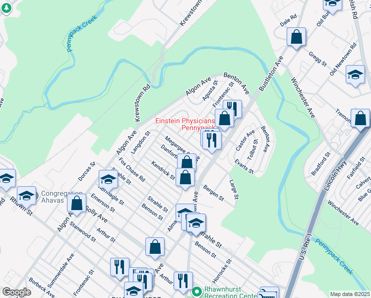 map of restaurants, bars, coffee shops, grocery stores, and more near 1813 Megargee Street in Philadelphia