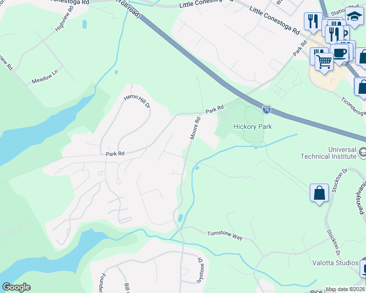 map of restaurants, bars, coffee shops, grocery stores, and more near 112 Stephen Drive in Downingtown