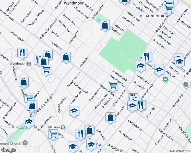 map of restaurants, bars, coffee shops, grocery stores, and more near 911 McPherson Street in Philadelphia
