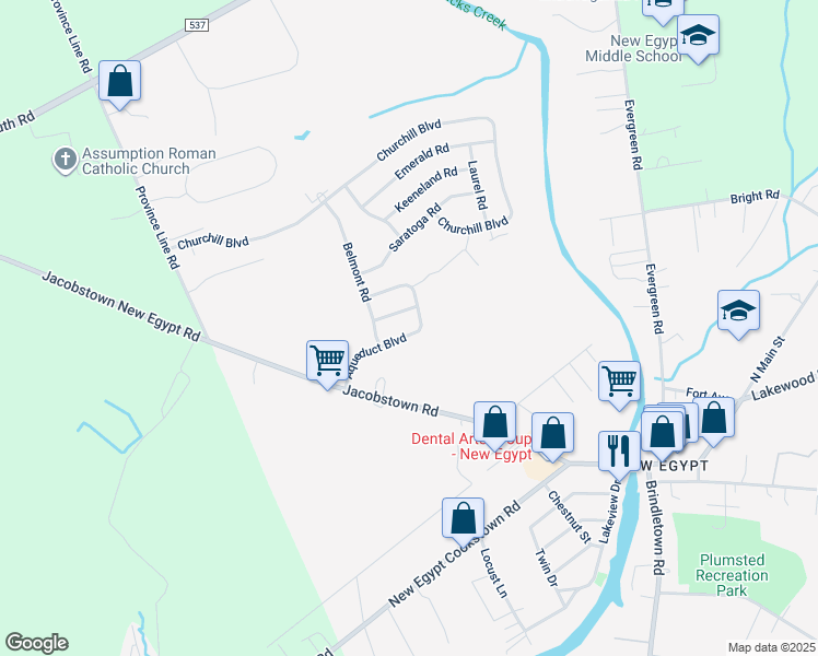 map of restaurants, bars, coffee shops, grocery stores, and more near 67 Aqueduct Boulevard in Plumsted