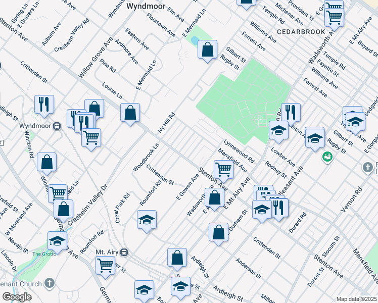 map of restaurants, bars, coffee shops, grocery stores, and more near 911 McPherson Street in Philadelphia