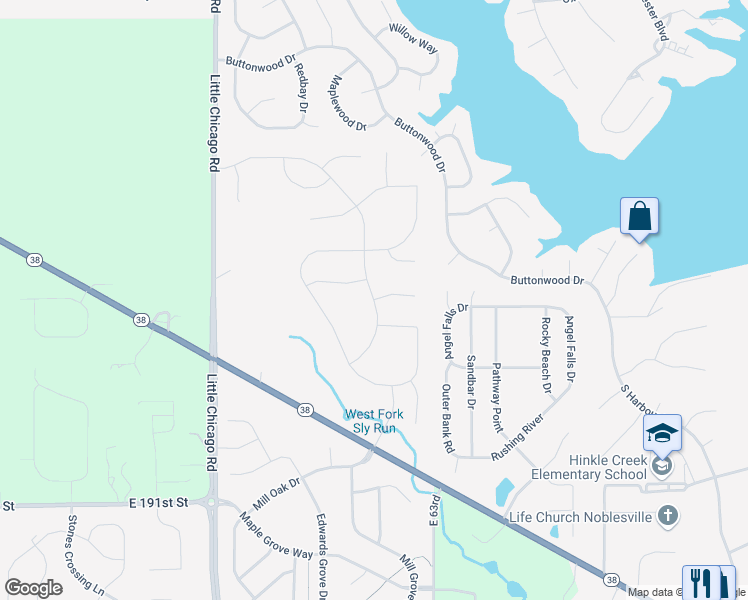 map of restaurants, bars, coffee shops, grocery stores, and more near 19587 Landrum Circle in Noblesville