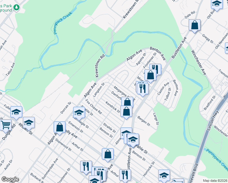 map of restaurants, bars, coffee shops, grocery stores, and more near 1702 Megargee Street in Philadelphia