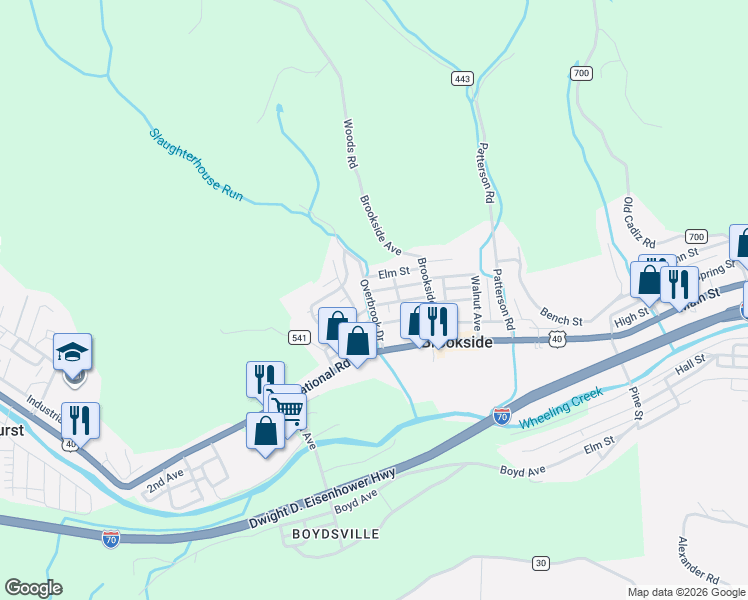map of restaurants, bars, coffee shops, grocery stores, and more near 32 Overbrook Drive in Bridgeport
