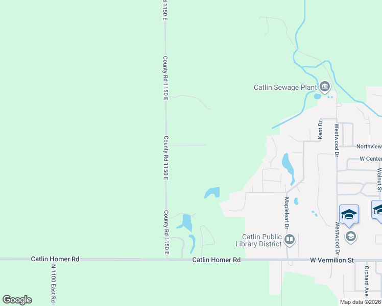 map of restaurants, bars, coffee shops, grocery stores, and more near 13715 County Road 1150 East in Catlin