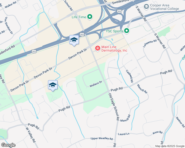 map of restaurants, bars, coffee shops, grocery stores, and more near 683 Wallace Drive in Wayne