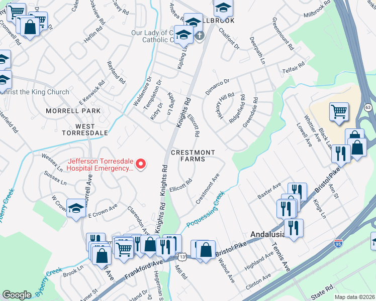 map of restaurants, bars, coffee shops, grocery stores, and more near in Philadelphia