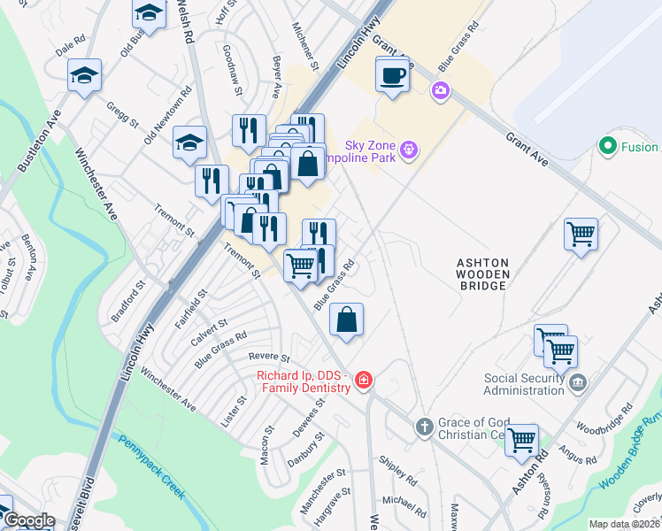 map of restaurants, bars, coffee shops, grocery stores, and more near 54 Bonnie Gellman Court in Philadelphia