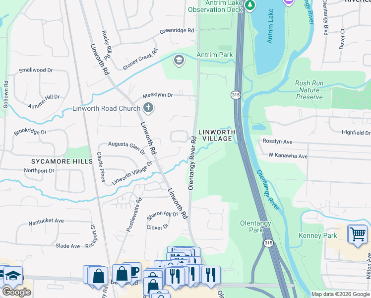 map of restaurants, bars, coffee shops, grocery stores, and more near 791 Katherines Wood Drive in Columbus