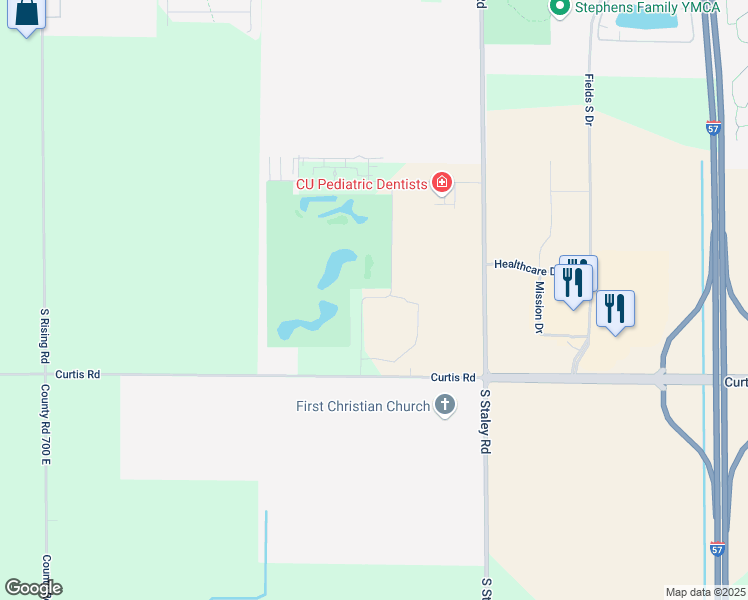 map of restaurants, bars, coffee shops, grocery stores, and more near 3217 Palmer Drive in Champaign