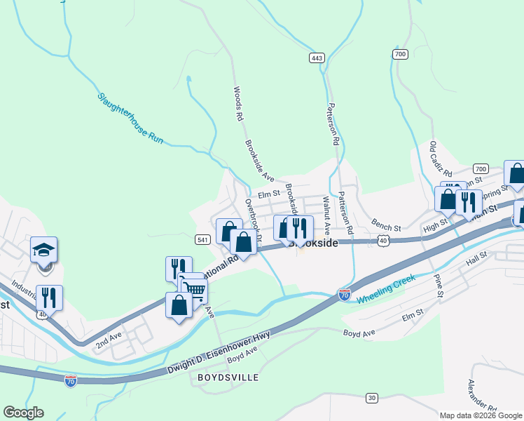 map of restaurants, bars, coffee shops, grocery stores, and more near 32 Overbrook Drive in Bridgeport