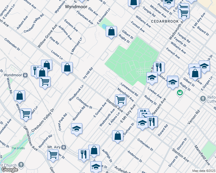 map of restaurants, bars, coffee shops, grocery stores, and more near 932 McPherson Street in Philadelphia