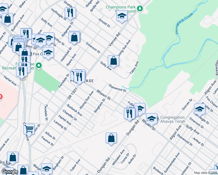 map of restaurants, bars, coffee shops, grocery stores, and more near 1046 Stanwood Street in Philadelphia