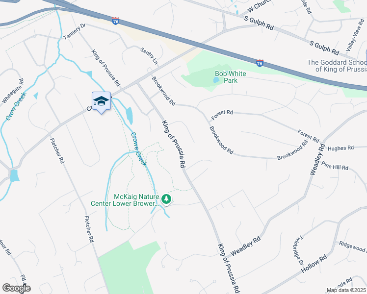 map of restaurants, bars, coffee shops, grocery stores, and more near 532 King of Prussia Road in Wayne