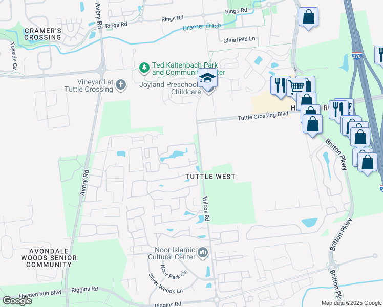 map of restaurants, bars, coffee shops, grocery stores, and more near 6003 Red Winesap Way in Dublin