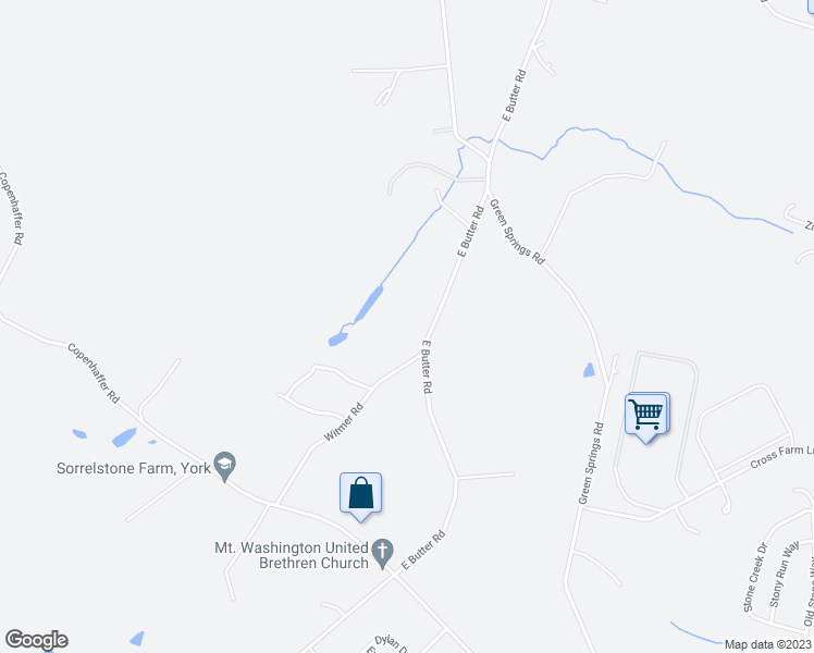 map of restaurants, bars, coffee shops, grocery stores, and more near 310 East Butter Road in York