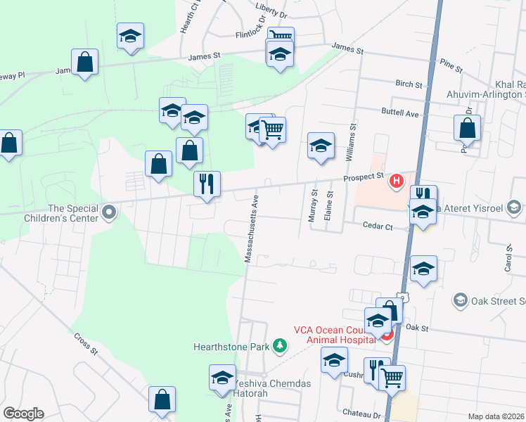 map of restaurants, bars, coffee shops, grocery stores, and more near 484 Prospect Street in Lakewood