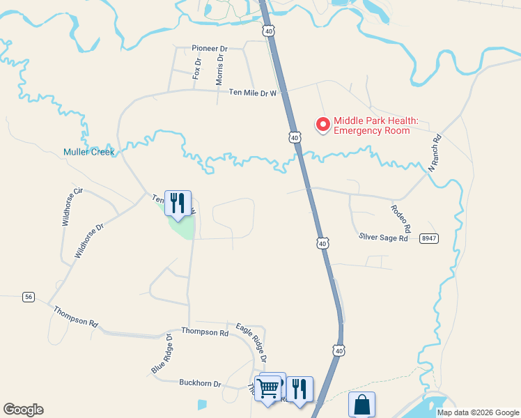 map of restaurants, bars, coffee shops, grocery stores, and more near 791-899 Saddle Ridge Circle in Granby