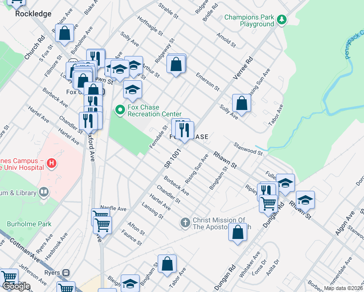 map of restaurants, bars, coffee shops, grocery stores, and more near 0 Pennsylvania 3 in Philadelphia