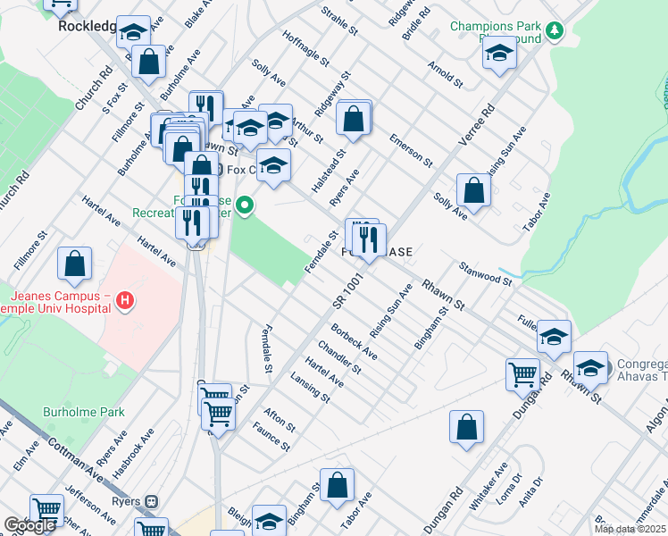 map of restaurants, bars, coffee shops, grocery stores, and more near 815 Loney Street in Philadelphia