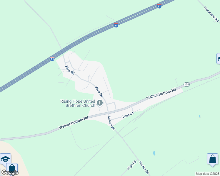 map of restaurants, bars, coffee shops, grocery stores, and more near 19 Victoria Court in Shippensburg