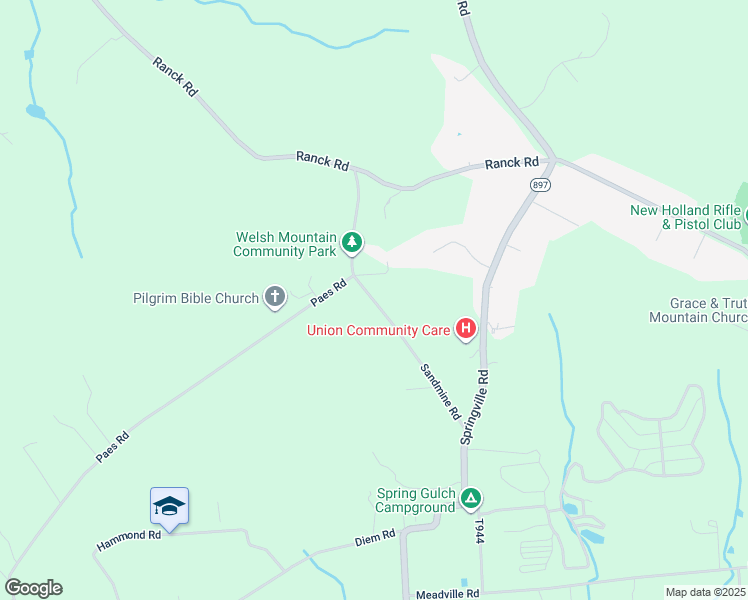 map of restaurants, bars, coffee shops, grocery stores, and more near 551 Sandmine Road in New Holland