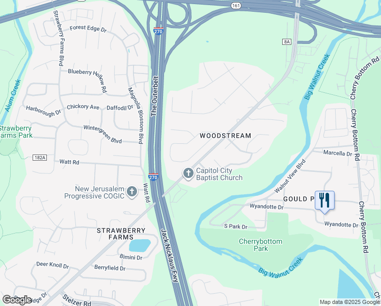 map of restaurants, bars, coffee shops, grocery stores, and more near 4811 Richland Dr in Gahanna