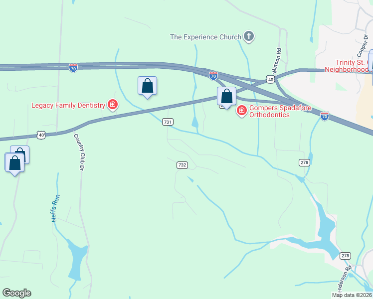 map of restaurants, bars, coffee shops, grocery stores, and more near 47630 Morningside Drive in Saint Clairsville