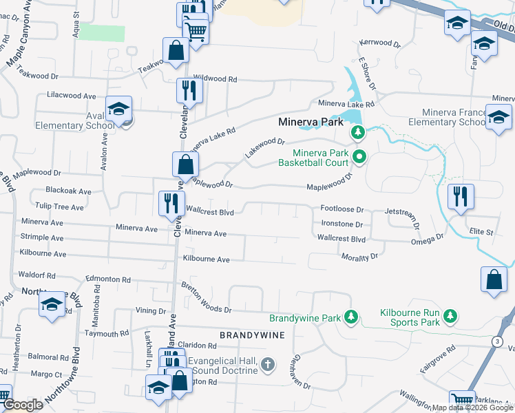 map of restaurants, bars, coffee shops, grocery stores, and more near 5049 Charming Court in Columbus