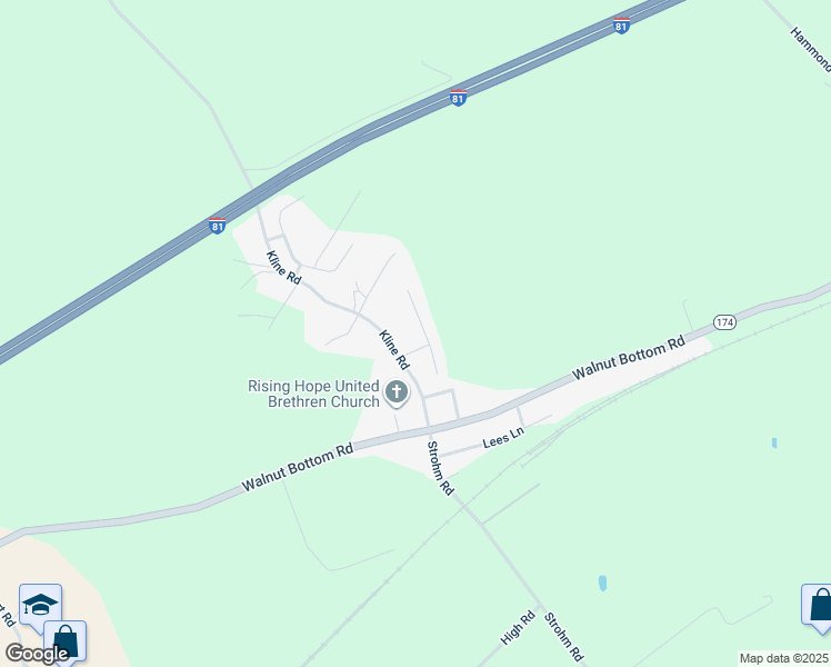 map of restaurants, bars, coffee shops, grocery stores, and more near 16 Victoria Court in Shippensburg