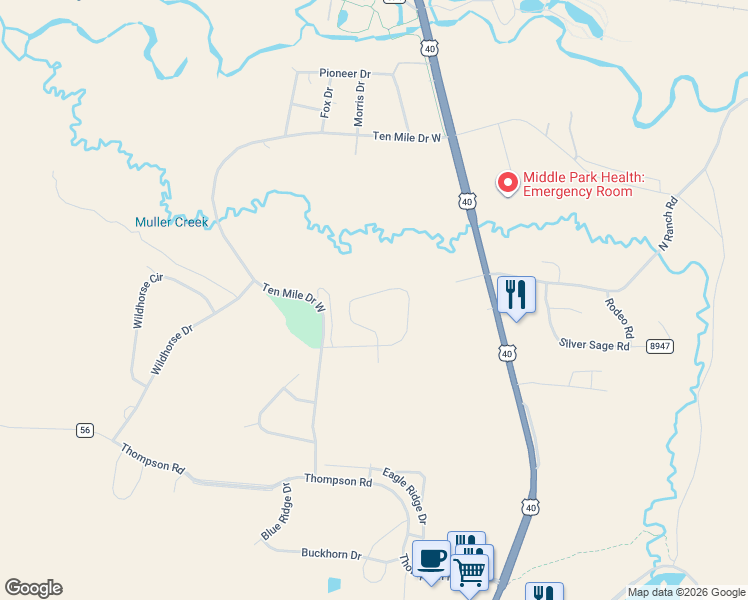 map of restaurants, bars, coffee shops, grocery stores, and more near 833 Saddle Ridge Circle in Granby