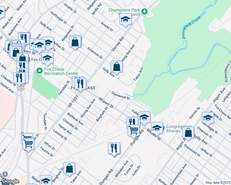 map of restaurants, bars, coffee shops, grocery stores, and more near 1037 Stanwood Street in Philadelphia
