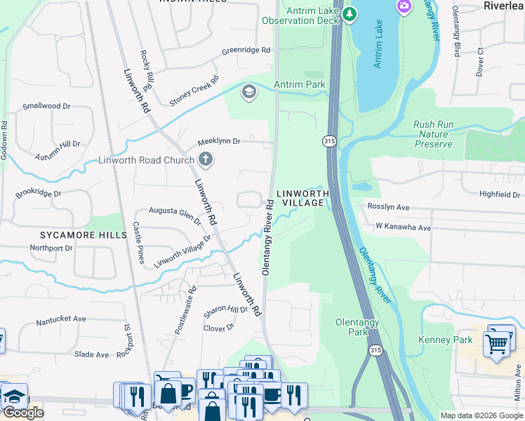 map of restaurants, bars, coffee shops, grocery stores, and more near 791 Katherines Wood Drive in Columbus