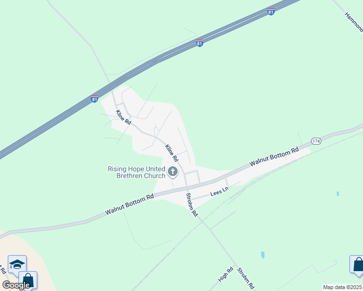 map of restaurants, bars, coffee shops, grocery stores, and more near 16 Victoria Court in Shippensburg