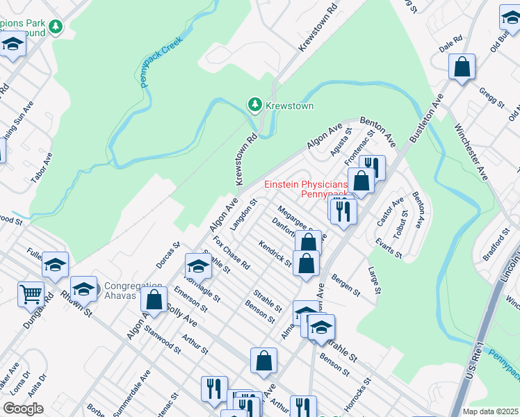 map of restaurants, bars, coffee shops, grocery stores, and more near 8388 Summerdale Avenue in Philadelphia
