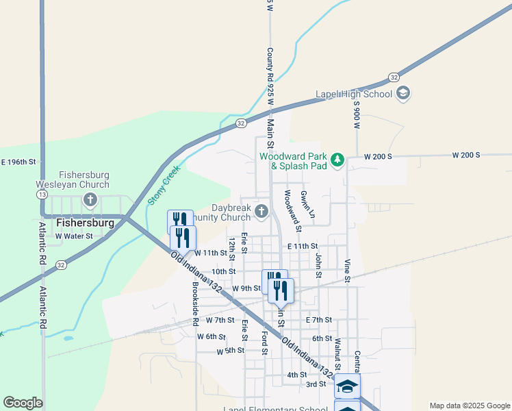 map of restaurants, bars, coffee shops, grocery stores, and more near 107 West 14th Street in Lapel
