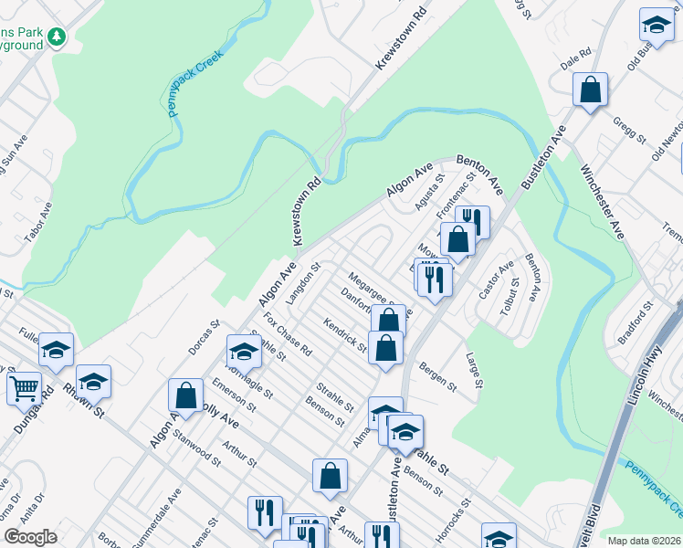 map of restaurants, bars, coffee shops, grocery stores, and more near 1702 Megargee Street in Philadelphia