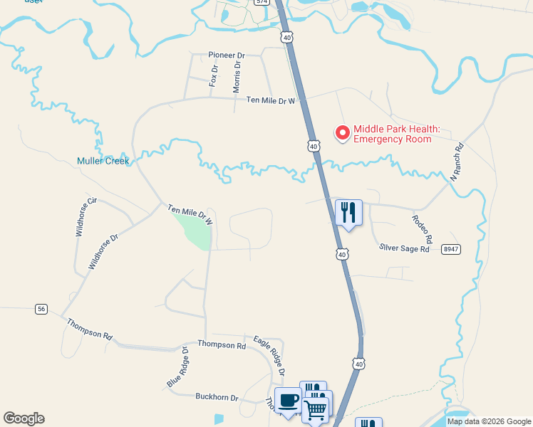map of restaurants, bars, coffee shops, grocery stores, and more near 791 Saddle Ridge Circle in Granby