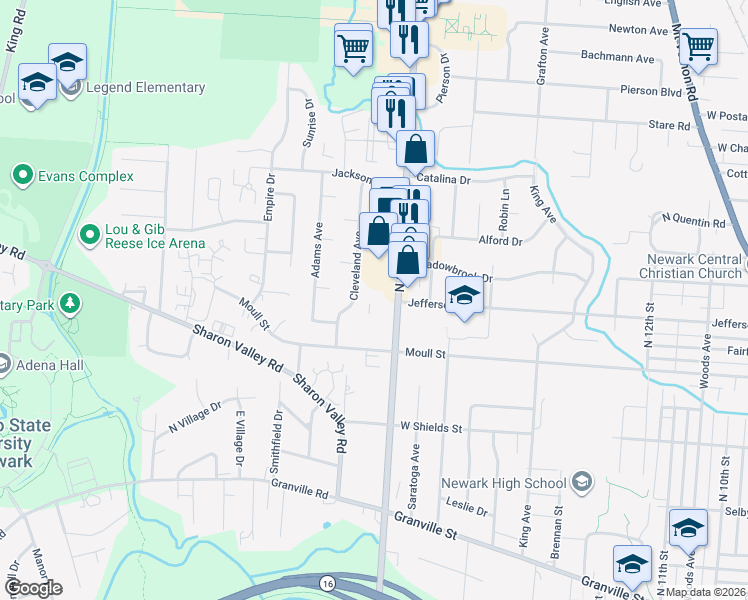 map of restaurants, bars, coffee shops, grocery stores, and more near 881-891 North 21st Street in Newark