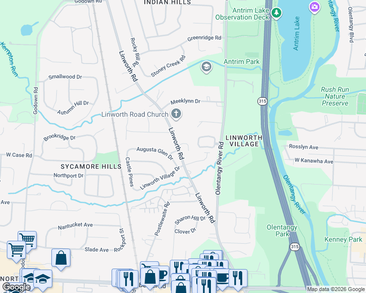 map of restaurants, bars, coffee shops, grocery stores, and more near 897 Mendes Court in Columbus