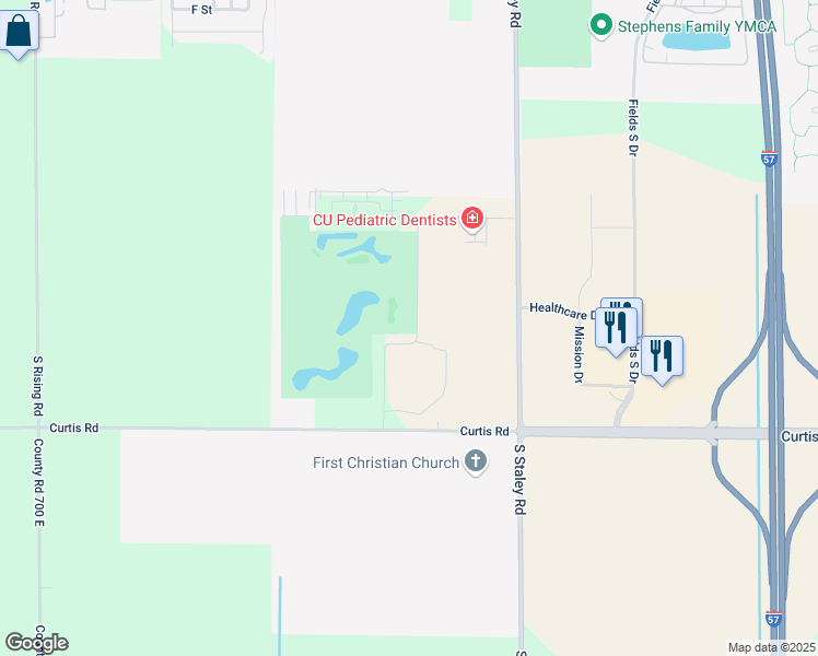 map of restaurants, bars, coffee shops, grocery stores, and more near 3217 Palmer Drive in Champaign